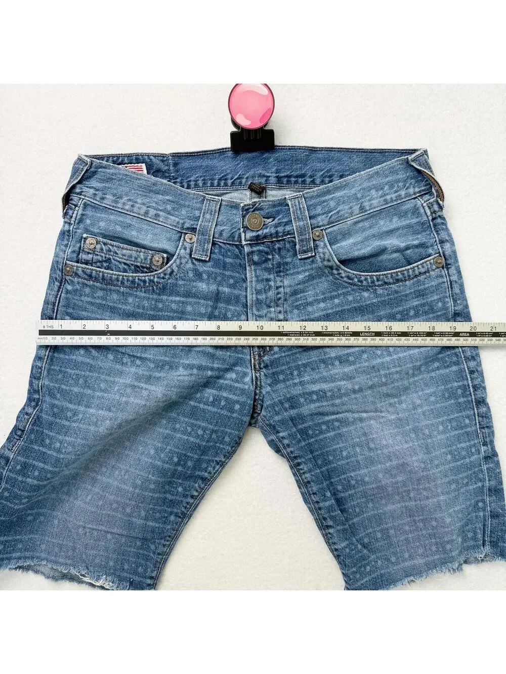 True Religion Geno Slim Distressed Denim Cut Off Shorts Made USA Mens 32